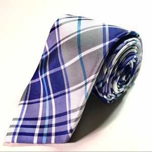 EXPRESS silk black and blue plaid tie